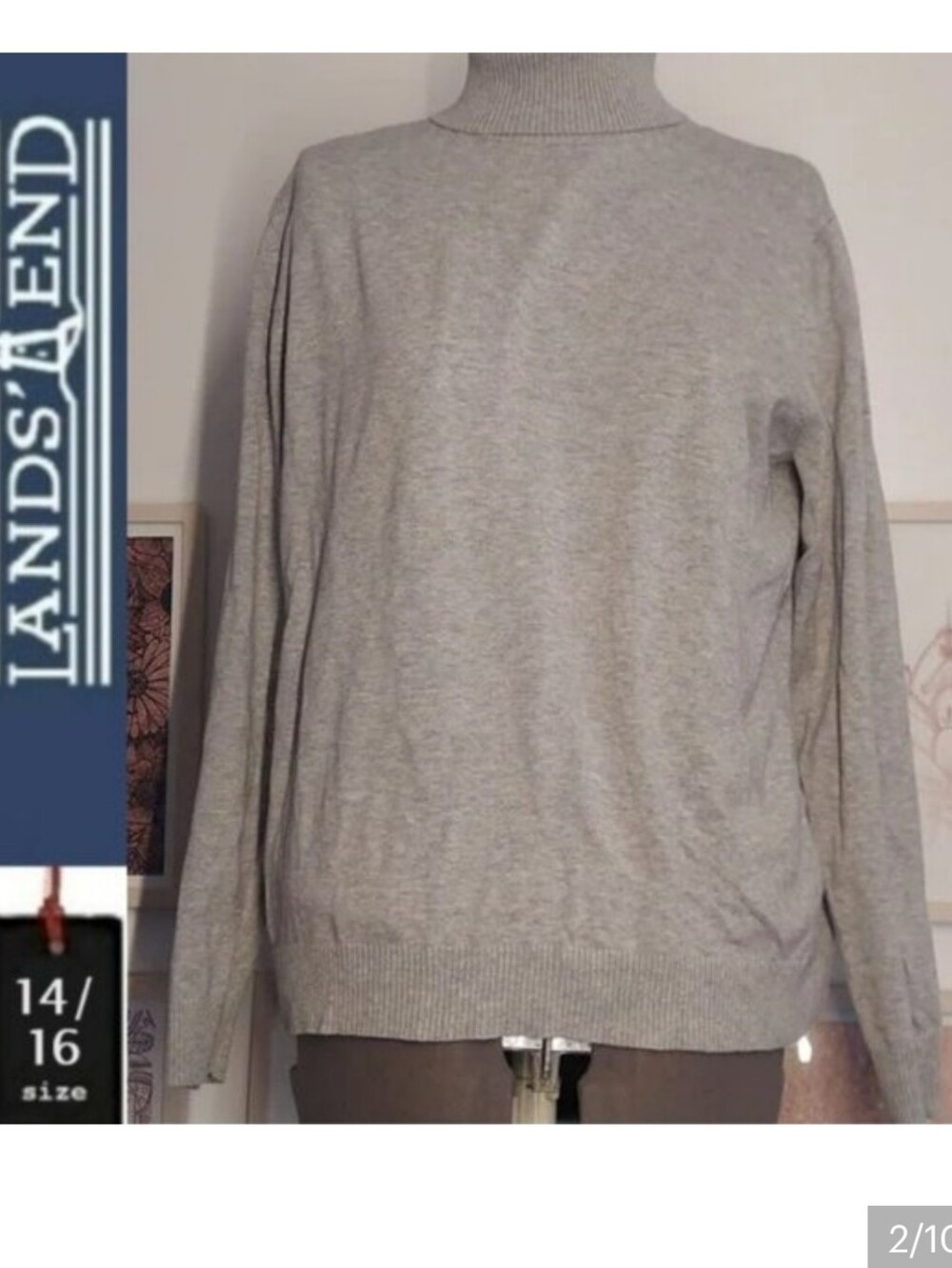 Lands' End large turtleneck sweater,  gray